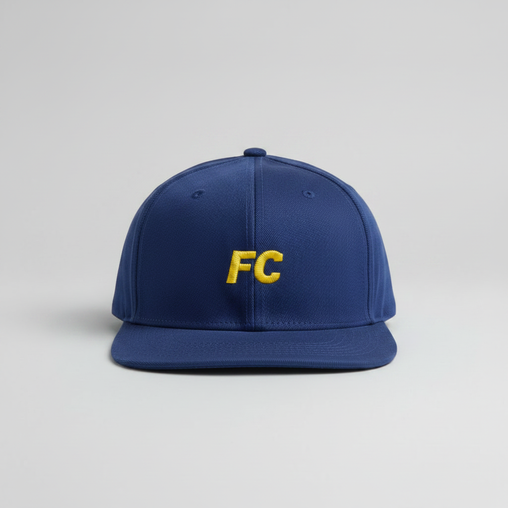 Casquette snapback bleu royal avec broderie FC jaune